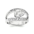 thumbnail image 1 of Sterling Silver Polished Rhodium Plating Pear Shape Cubic Zirconia Ring, 1 of 1