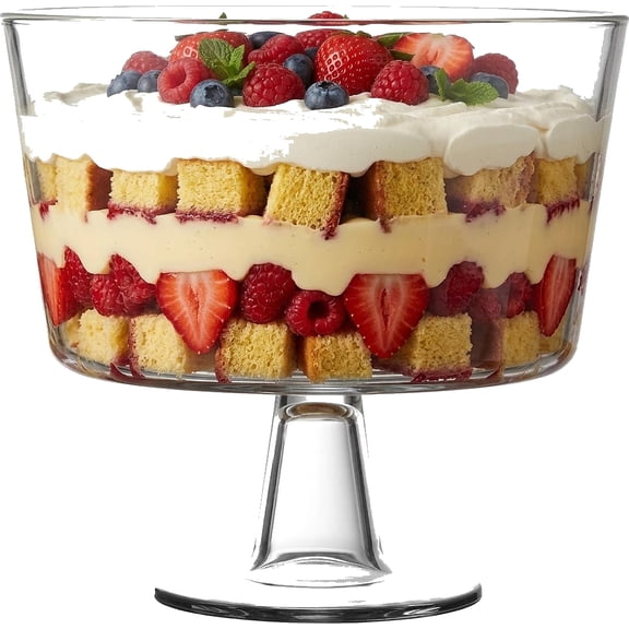 Italian Glass Trifle Bowl with Fluted Pedestal Clear 1 Piece