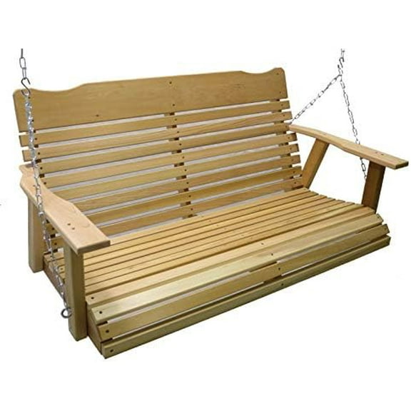 4 Foot Natural Cedar Porch Swing with Chain & Springs, Amish Crafted$$Garden & Patio