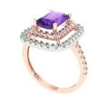 thumbnail image 2 of 2.62 ctw with Simulated Diamond Halo Accents Anniversary Ring for Women | Emerald Cut Natural Amethyst | Hyperallergenic Solid 18K Rose/White Gold, 2 of 5