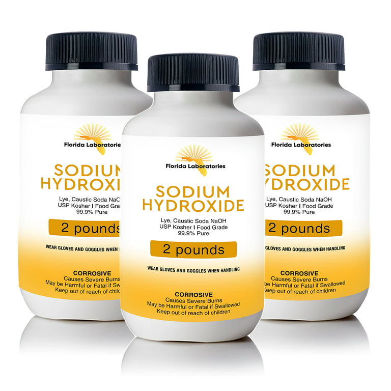 Sodium Hydroxide 99.9% Pure Food Grade Beads Caustic Soda Lye 4 lbs (pounds)