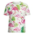 thumbnail image 5 of Flamingo Pattern T Shirts Basic T-Shirt Short Sleeve Ladies Tee Shirt Summer Graphic Clothing, 5 of 6