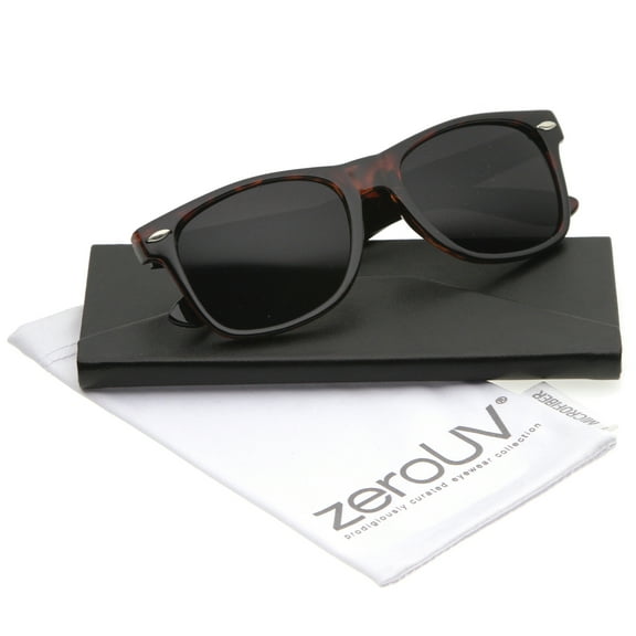 zeroUV Unisex Retro Wide Temple Polarized Lens Horn Rimmed Sunglasses 55mm (Tortoise / Smoke Polarized) - 55mm