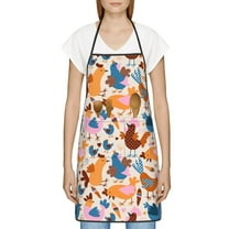 Zufioo Cute Chickens for Lock Hem Apron with Pockets, Stain and Oil Proof Tie-down Apron for Cooking Barbecue Restaurant, Unisex-One Size