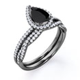 thumbnail image 4 of Anillo de Bodas JeenMata Halo Pavé Diamante Negro y Moissanita 1,5 ct Forma de Lágrima Baño de Oro Negro 18 K sobre Plata, 4 of 6