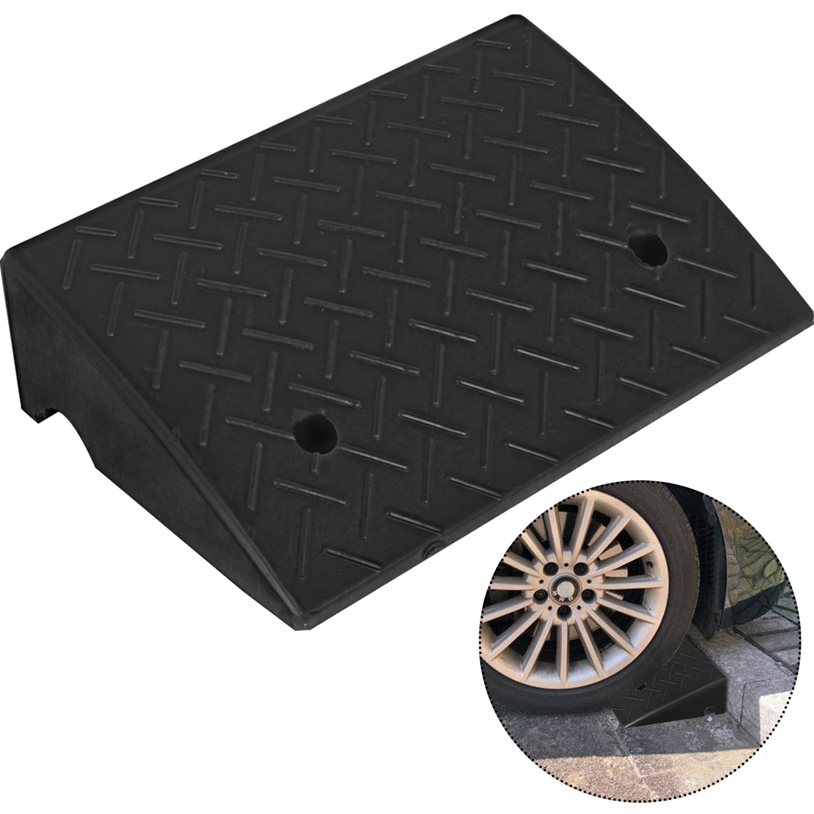 Parking Lot Entrance Curb Ramps Sturdy Durable Truck Ramps Home Use Step Mat Kerb Ramps Color : Black, Size : 100256CM 11 way bike CSQ-Ramps 4-11CM Multiple Heights Vehicle Ramps 
