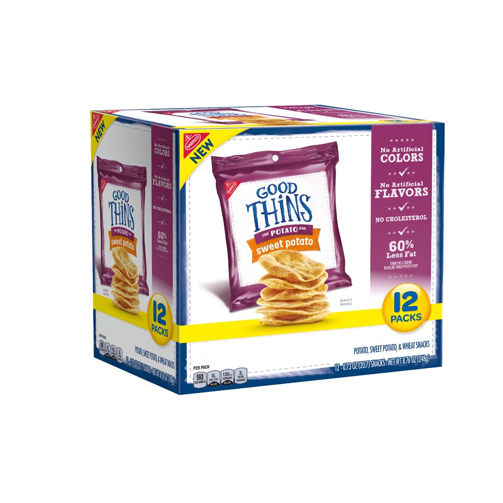 Nabisco Good Thins, Gluten Free Sweet Potato Wheat Snack, 0.73 Oz., 12