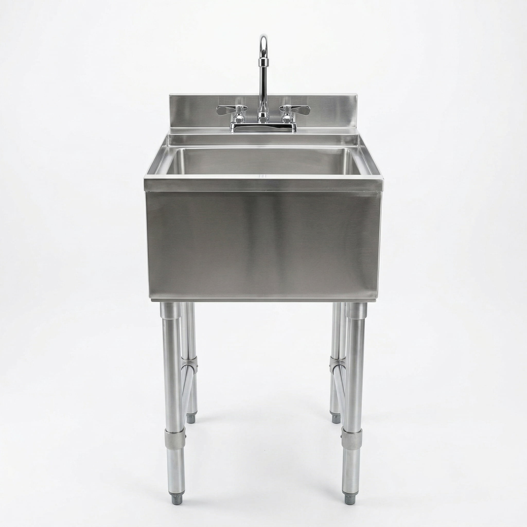 AmGood Commercial Underbar Hand Sink 22.5 in. x 15 in. x 30 in. Stainless Steel with Backsplash Faucet Included NSF, Single Bowl Bar Prep Sink