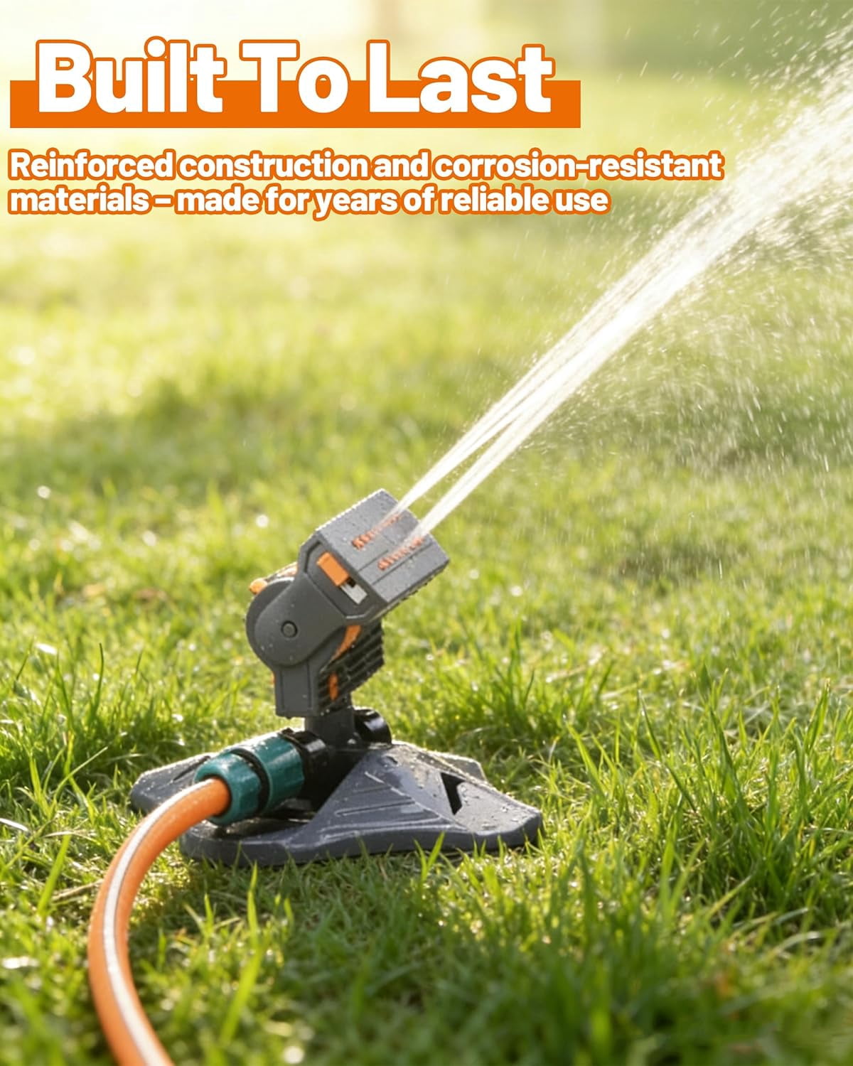 16-Nozzle Oscillating Sprinkler, Leak-Proof Metal Connector & Dual Filter System, 4 Adjustable Spray Modes, Large Area Lawn Sprinkler for Yard Garden Watering