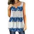 thumbnail image 1 of asdoklhq Womens Plus Size Tops,Women Summer Tops Casual Button Pleated Crewneck Printed Sleeveless Tunic T-Shirt Loose Blouse Tee, 1 of 3