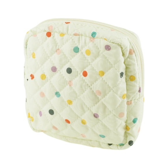 Unique Bargains 1 Pc Lady Portable Square Lipstick Bag for Vacation Beige Colorful Polyester