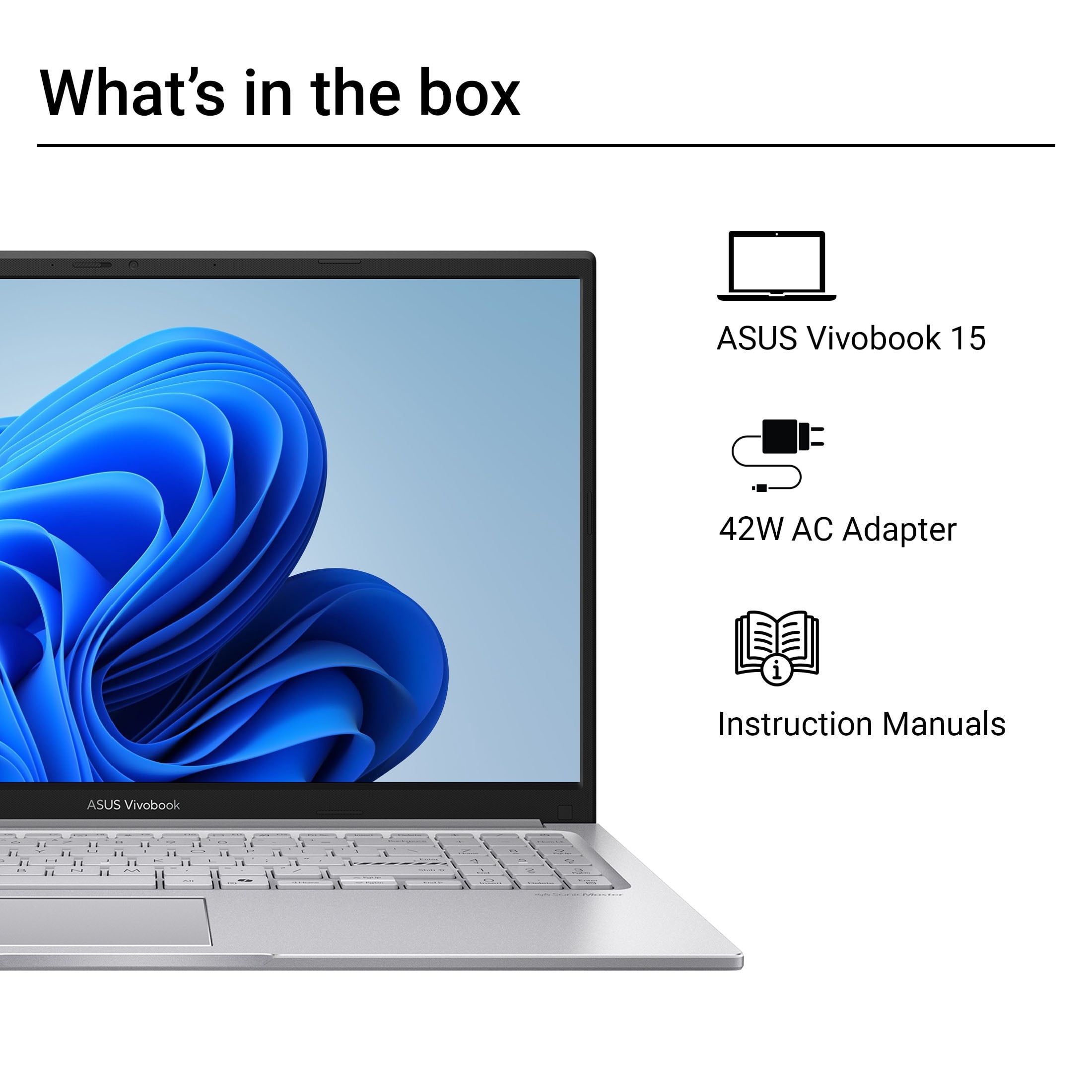 ASUS Vivobook 15 15.6” FHD Laptop with Intel® Core™ Ultra 5 315 Processor, 8GB RAM, 256GB SSD, Windows 11 Home, 3 Months Free of Microsoft 365 Personal Included, Cool Silver