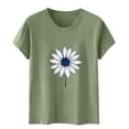 thumbnail image 5 of Summer T-Shirts for Womens Cute Flowers Print Shirts Casual Round Neck Short Sleeve Blouses Fashion Loose Pullover Top, 5 of 5