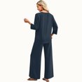 thumbnail image 6 of Two Piece Sets for Women 3/4 Length Sleeve Lounge Sets Summer Spring Vacation Travel Outfits Fashion Clothing Navy L, 6 of 6