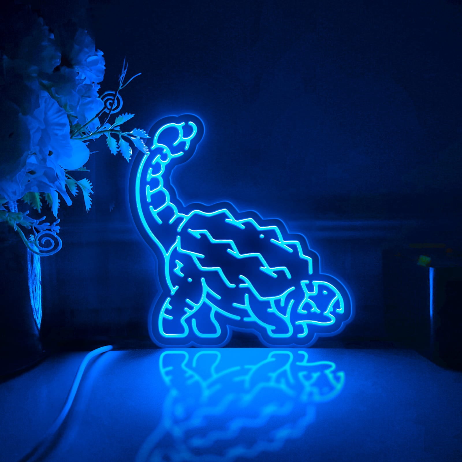 Dinosaur Led Light Box, Dimmable Neon-Like Light Signs USB Power for Wall Decor Bedroom Decoration, Color Flow Effect (WxH) 16"x16"
