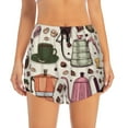 thumbnail image 3 of Uemuo Vintage Coffee Pattern Women's Athletic Shorts High Waisted Running Shorts with Liner Pockets Gym Elastic Workout Shorts-XX-Large, 3 of 9