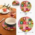 thumbnail image 3 of SKYSONIC 2 pcs Christmas Geometric Elements Pot Holders Trivets, Heat Resistant Trivets, Xmas Santa Pattern Cotton Thread Weave Mats for Hot Pads Pans Pot Bowl Teapot, 3 of 7