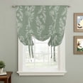 thumbnail image 2 of Dark Green Botanical Tie Up Curtains 45 Inches Long, Kitchen Window Curtains Over Sink, Pastoral Elegant Spring Floral Small Window Curtains Shade Balloon Curtains Valances for Bedroom/Cafe 34"x45", 2 of 8