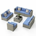thumbnail image 5 of MRUAKA 9 Pieces Patio Conversation Set, Outdoor Sectional PE Rattan Wicker Furniture Seat,Haze Blue, 5 of 7