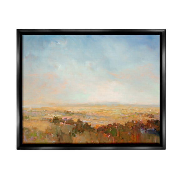Stupell Industries Abstract Farmland Nature Landscape Painting Black Floater Framed Canvas Art Print Wall Art, 21 x 17
