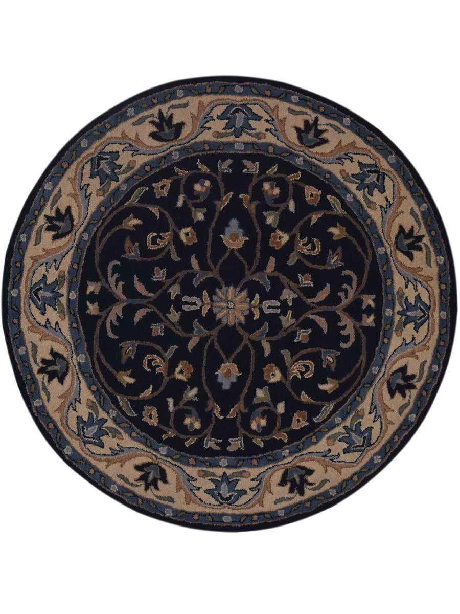 Rugsotic Carpets Hand Tufted Wool 6 X6 Round Area Rug Oriental Blue Beige K00629