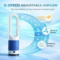 thumbnail image 2 of Safe Bladeless Tower Fan for Kids and Pets,41”Quiet Oscillating Floor Fan with 8 Speeds, 8H Timer and Remote, Cooling Fan for Nursery and Bedroom, Blue, 2 of 7
