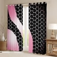 thumbnail image 2 of Homewish Geometric Honeycomb Blackout Curtains Set of 2 (52x84 Each) for Teens Boys Girls,Abstract Gradient Ombre Window Curtains,Pink White Hexagon Curtains and Drapes,Microfiber Bedroom Decor, 2 of 6