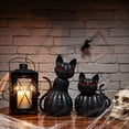 thumbnail image 5 of Halloween LED Pumpkin Cat Decorations, 6.7" Black Resin Table and Porch Decor, Tall and Short Collectible Figurines with Spooky Light Up Eyes, Halloween Gift Ideas,B, 5 of 6