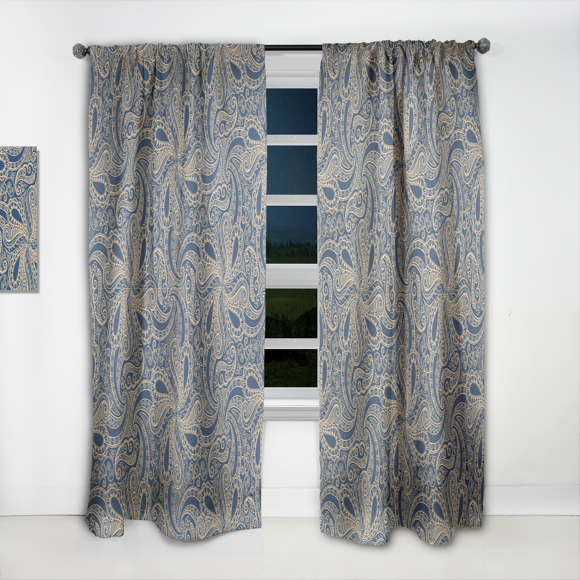 Designart 'Lace Mandala Pattern I' Bohemian & Eclectic Curtain Panel