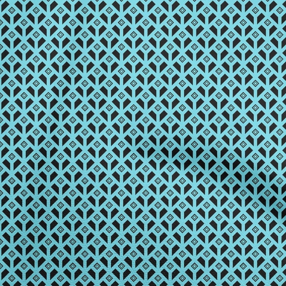 oneOone Polyester Spandex Turquoise Blue Fabric Geometrical Diy Clothing Quilting Fabric Print Fabric By Yard 56 Inch Wide
