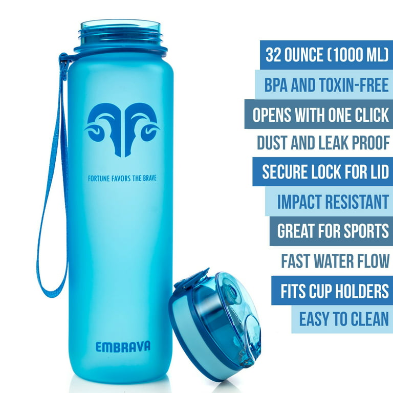 Best Sports Water Bottle 32oz Large Fast Flow Flip Top Leak Proof Lid w/ One BPA