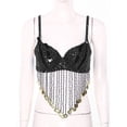 thumbnail image 3 of Moggemol Women's Sequin Beaded Belly Dance Bra Tops with Tassels Dance Costume for Music Festival Black One Size, 3 of 6