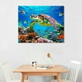 thumbnail image 2 of JRXY Family Wall Decor For Bedroom Family Canvas Wall Art For Bathroom Sea Turtles Wall Pictures Artwork Office Canvas Art Blue Ocean Wall Painting Modern Living Room Kitchen Home  20x16in, 2 of 4