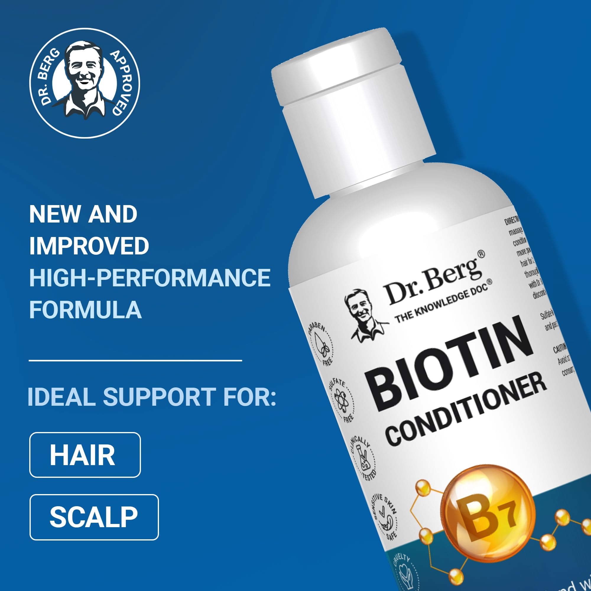 Dr. Berg Biotin Conditioner - Sulfate & Paraben Free Hair Conditioner - Men and Women