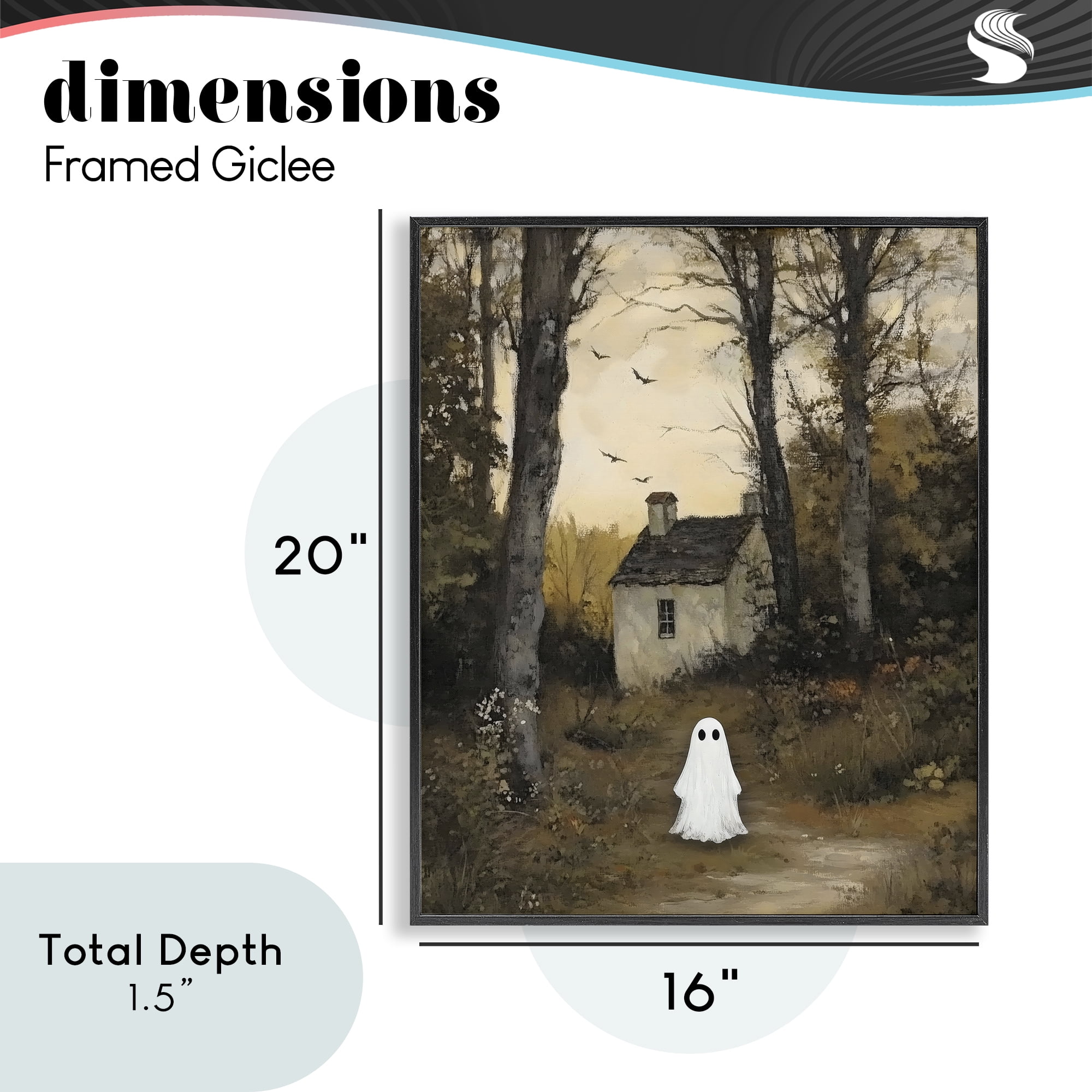 Little Ghost in Cottage Forest Black Framed Giclee Art, design by Arlington Prints