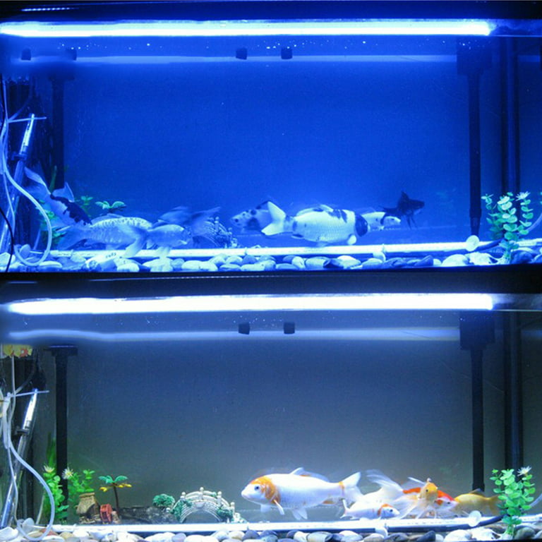 Dongpai 18/28/37/48cm LED Aquarium Light, Timer Submersible Fish Tank Light, 3 Light Modes White & Blue LED Aquarium Light Bar, Size: 37cm 42LEDs