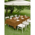thumbnail image 5 of 54x80 Inch Outdoor Tablecloth with Umbrella Hole Zipper Rectangle Farmhouse Brown Rectangular Tablecloths Outside Waterproof Boho Vintage Rustic Woven Texture Patio Table Cloth Cover for Picnic Party, 5 of 8