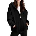 thumbnail image 6 of Enjoytime Womens Zip Up Hoodies Solid Color Long Sleeve Hooded Jacket 2026 Fall Winter Fleece Trendy Casual Sweatshirt, 6 of 8