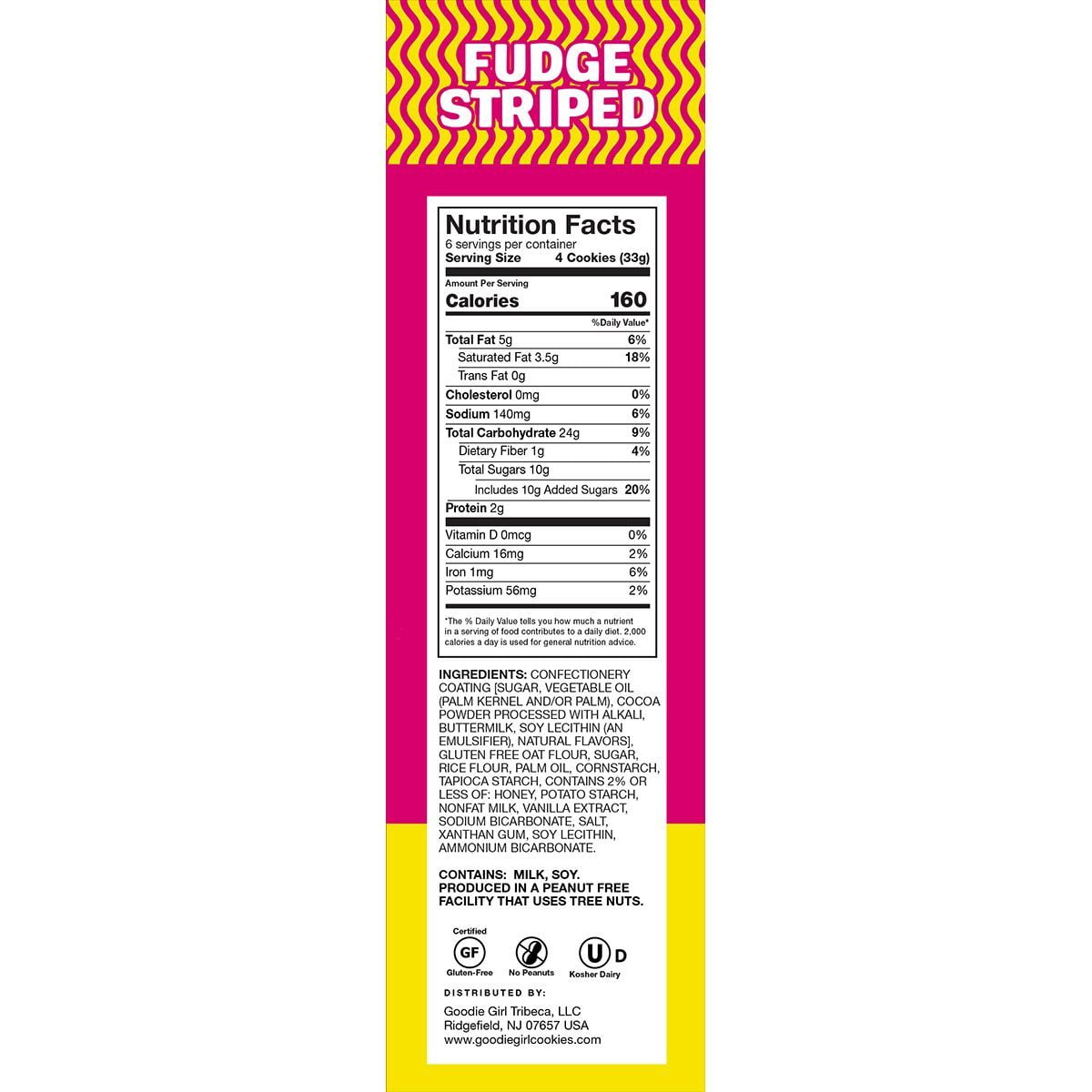 (6 pack) Goodie Girl Cookies Gluten Free Baked Fudge Striped Cookies, Shelf-Stable, 7 oz