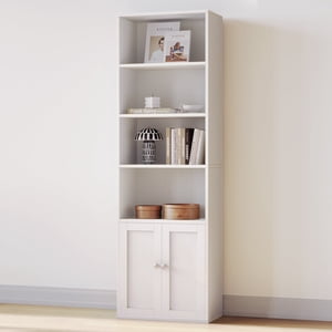 Casacomoda 6-Tier Bookcase with Cabinet, Modern White