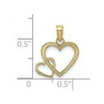 thumbnail image 2 of 14.2mm 10k Solid Yellow Gold Flat Two Love Hearts Intertwined Charm Pendant Necklace for Women, 2 of 2