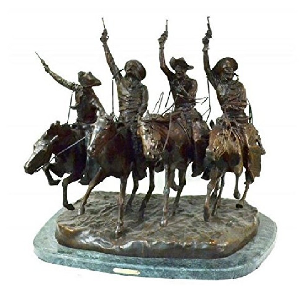 American Handmade 100% Bronze Sculpture Statue “Coming through the Rye” by Frederic Remington baby size 7"H x 9.25"L x 6"W - image 1 of 2
