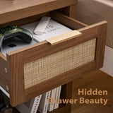 "ARKANTOS Rattan Nightstand with Charging Station, Set of 2, Walnut, 18.5""x15.6""x25" - Walmart.com