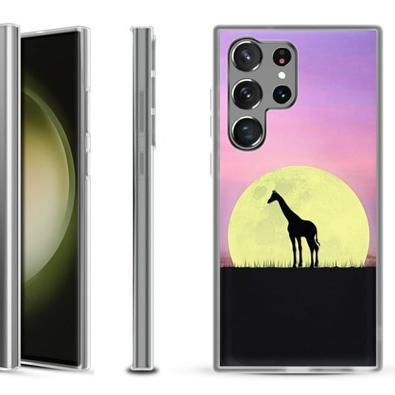 Shockproof Gel Phone Case for Samsung Galaxy S23 Ultra 5G, by OneToughShield ® - Moonlight Giraffe