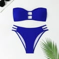 thumbnail image 7 of Women Swimsuits Swimwear Tankini Set Strapless Bikini Top With High Waisted Bottom Summer Beach Vacation 2Pcs Bathing Suit Blue S, 7 of 7