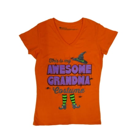Happy Halloween Womens Orange This Is My Awesome Grandma Costume T-Shirt Shirt