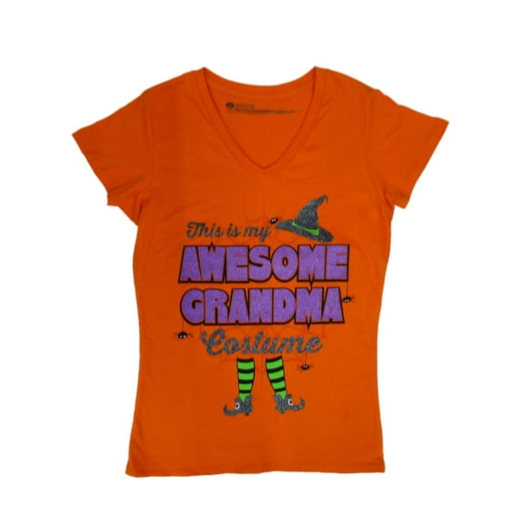 Happy Halloween Womens Orange This Is My Awesome Grandma Costume T-Shirt Small