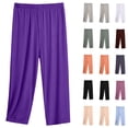 thumbnail image 6 of Women's Cotton Pajama Capris Plus Size Elastic Waist Soft Lounge Summer Pjs Bottoms Capri Pants Sleepwear (5XL, Light Blue), 6 of 6