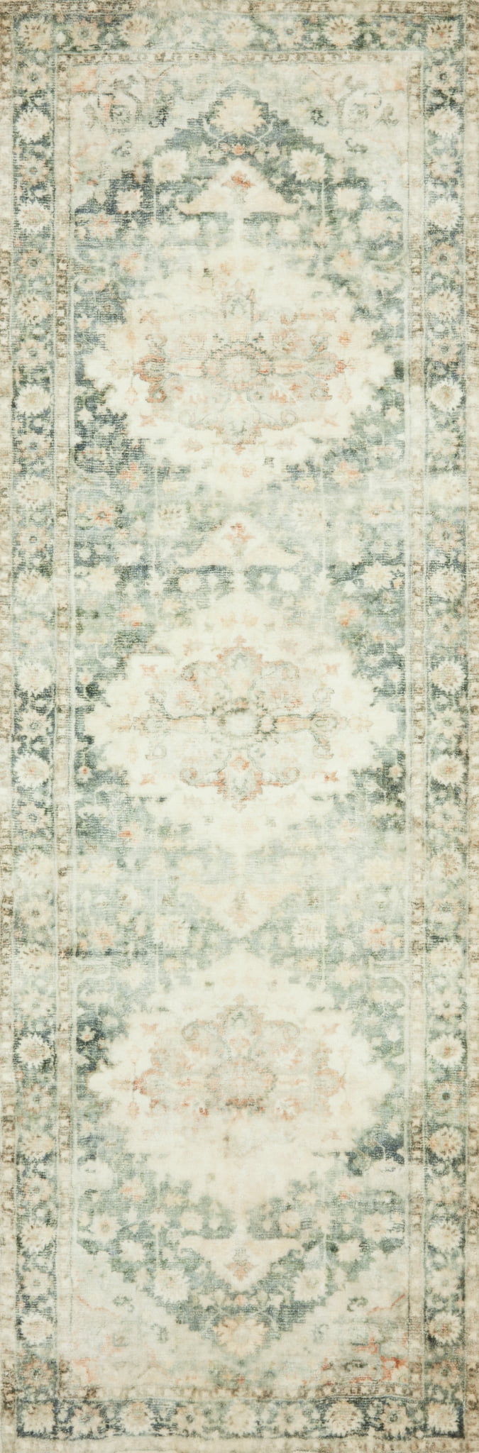 Loloi Rosette Teal / Ivory 18" x 18" Sample Rug