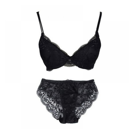 FNNMNNR Woman Lace Floral Push Up Bra Set Hollow Sweet Transparent Underwear Lingerie Sets